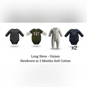 Carter’s Baby Unisex 3 Months Long Sleeve Bodysuit Bundle 5 Piece Set